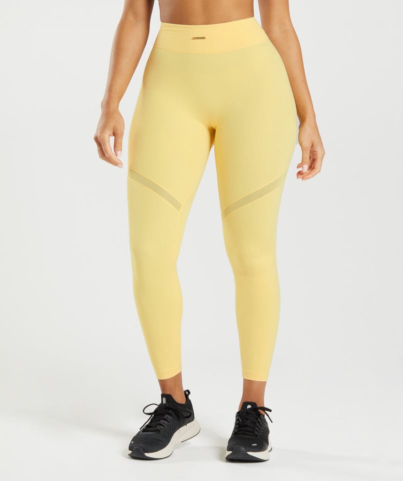 Women\'s Gymshark Whitney Mesh Leggings Yellow | CA 3N1A06